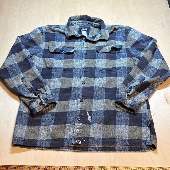 PATAGONIA FJORD‎ FLANNEL Mens Medium Hayburner Classic Navy Long Sleeve Shirt - Picture 1 of 6